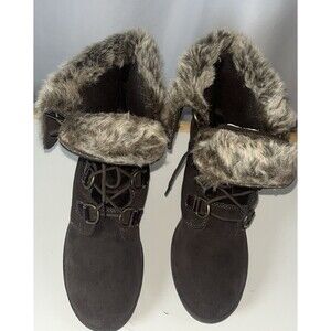 Bjorndal Kouri Ankle Woman Boots 8.5 M Brown Suede Leather Fur Trimmed